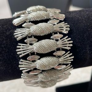 Sarah Coventry Signed Silver Tone Wrapped Candy Bracelet